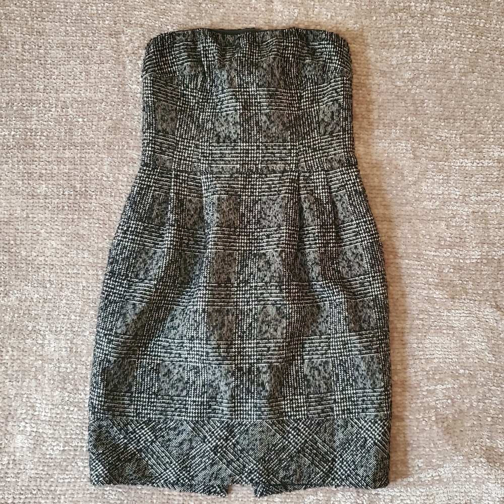 NWT EXPRESS Tweed Black/White Strapless Dress